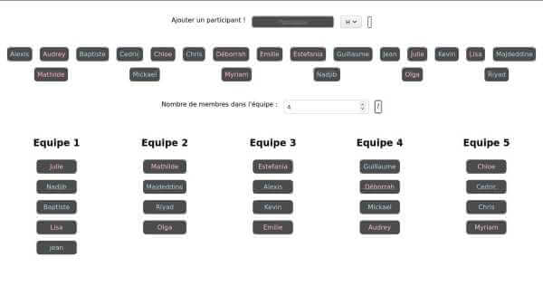 générateur d'équipe aléatoire